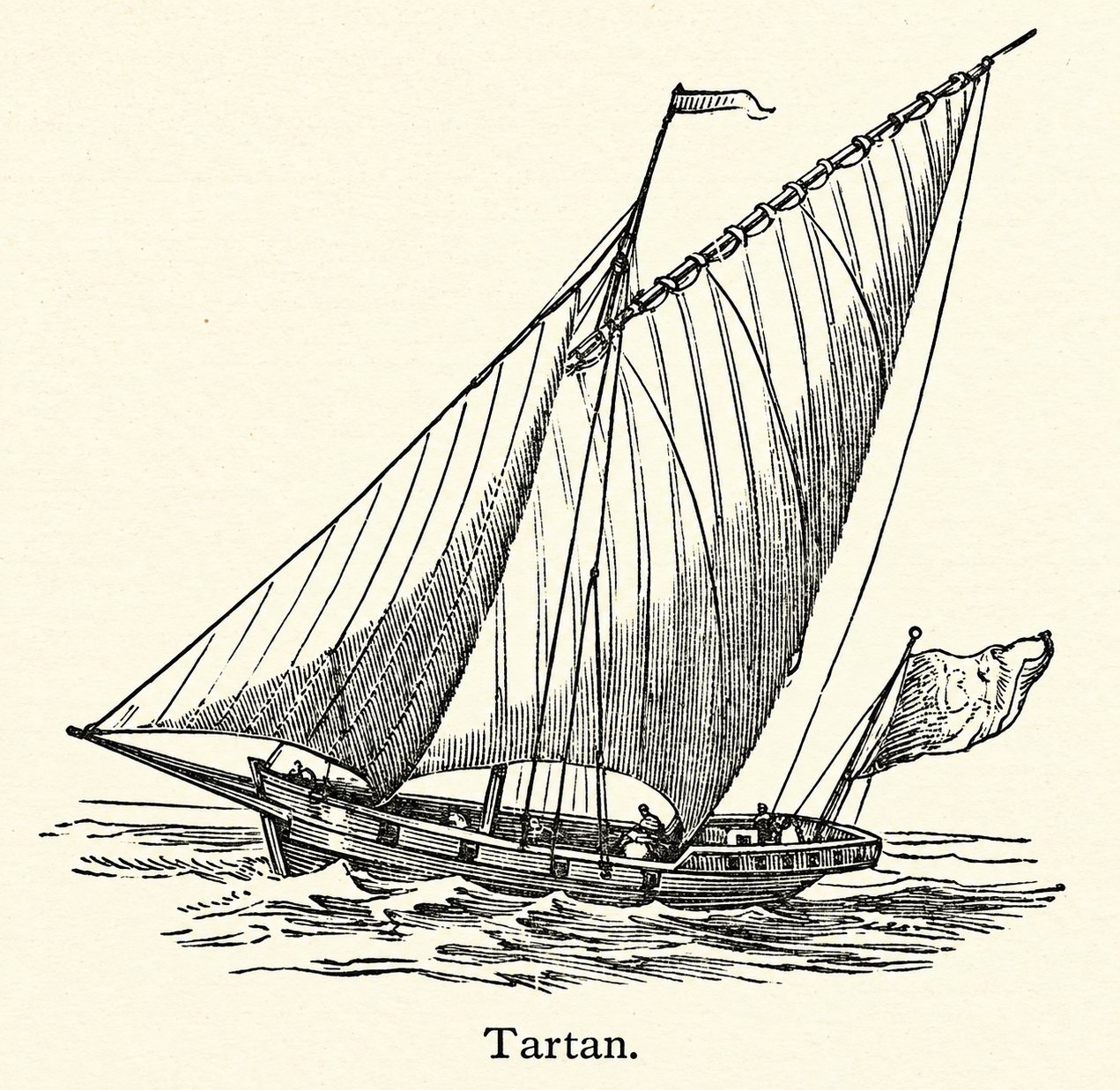 Tartana a vela latina in un'incisione d'epoca
